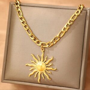 18K Gold Plated Sun Pendant Necklace